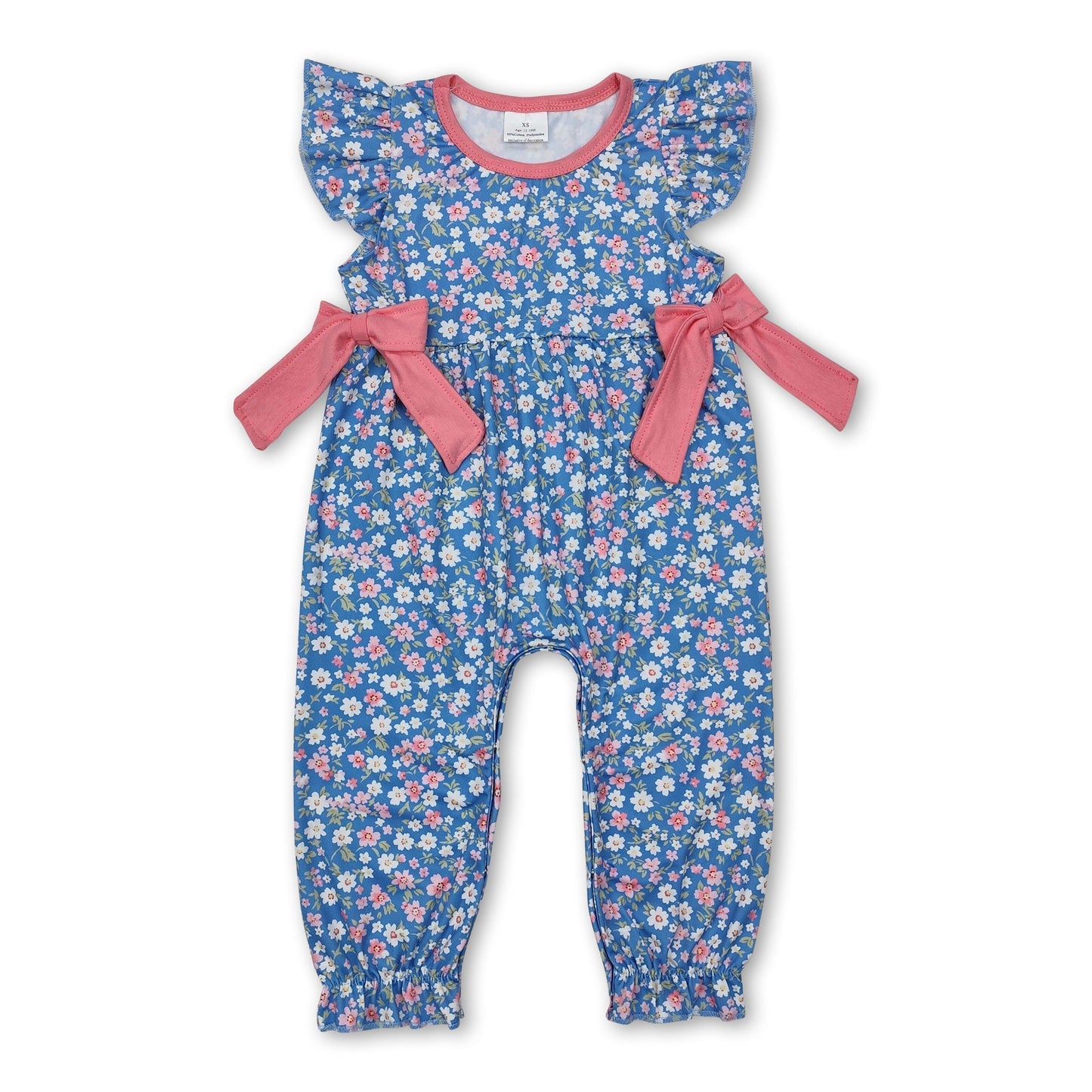 Strampler für Baby-Mädchen mit Blumenschleife und Schmetterlingsärmeln
