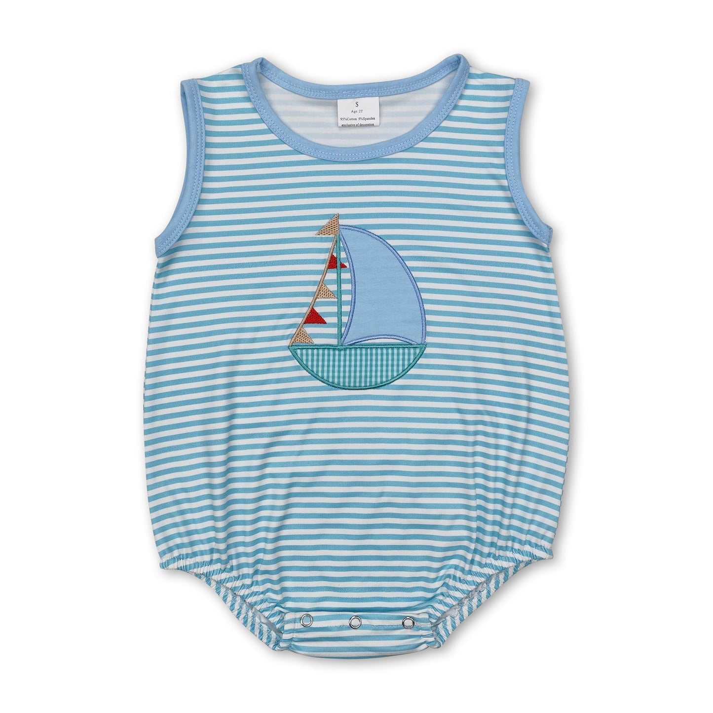 Ärmelloser gestreifter Baby-Jungen-Strampler mit U-Boot-Ausschnitt für den Sommer
