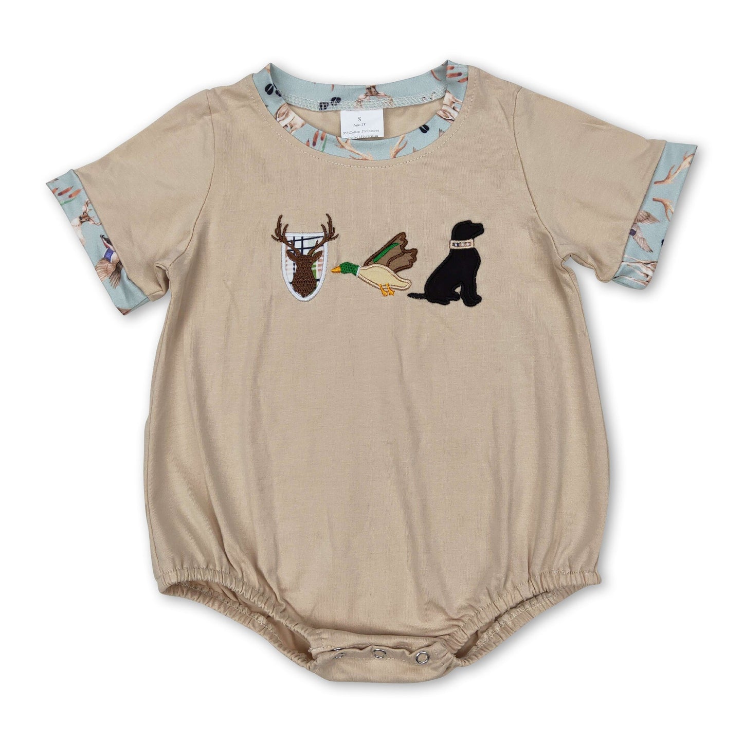 Kurzärmliger Hirsch Ente Hund Baby Strampler für Jungen