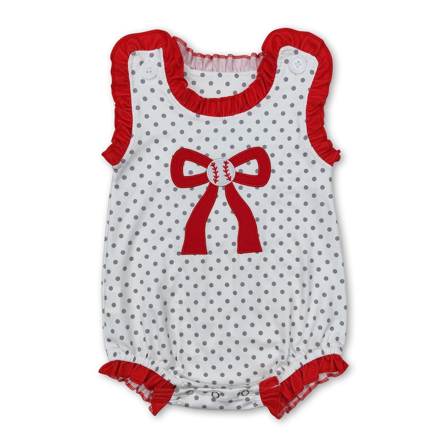 Ärmelloser Polka Dots Baseball-Schleifen-Strampler für Baby-Mädchen