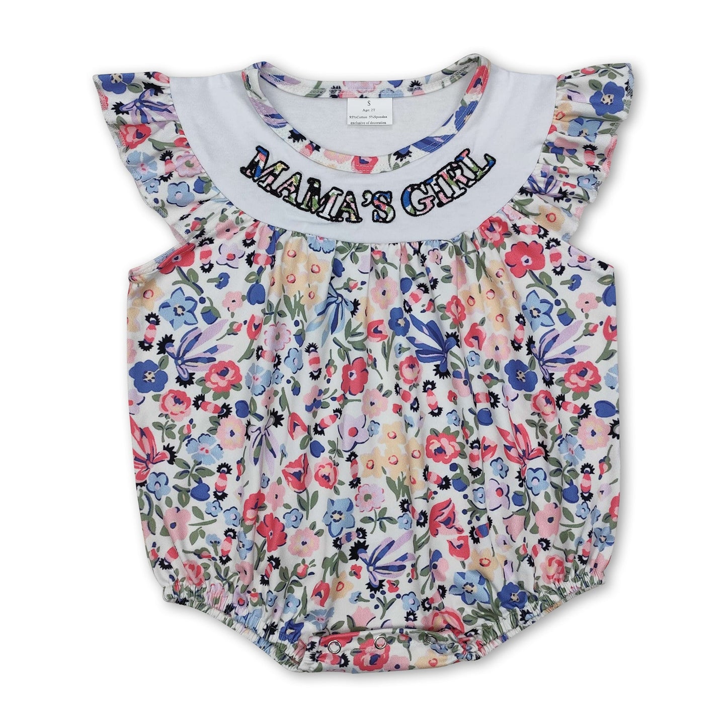 Strampler für Baby-Mädchen mit Rüschenärmeln, Mama's Girl, Blumenmuster