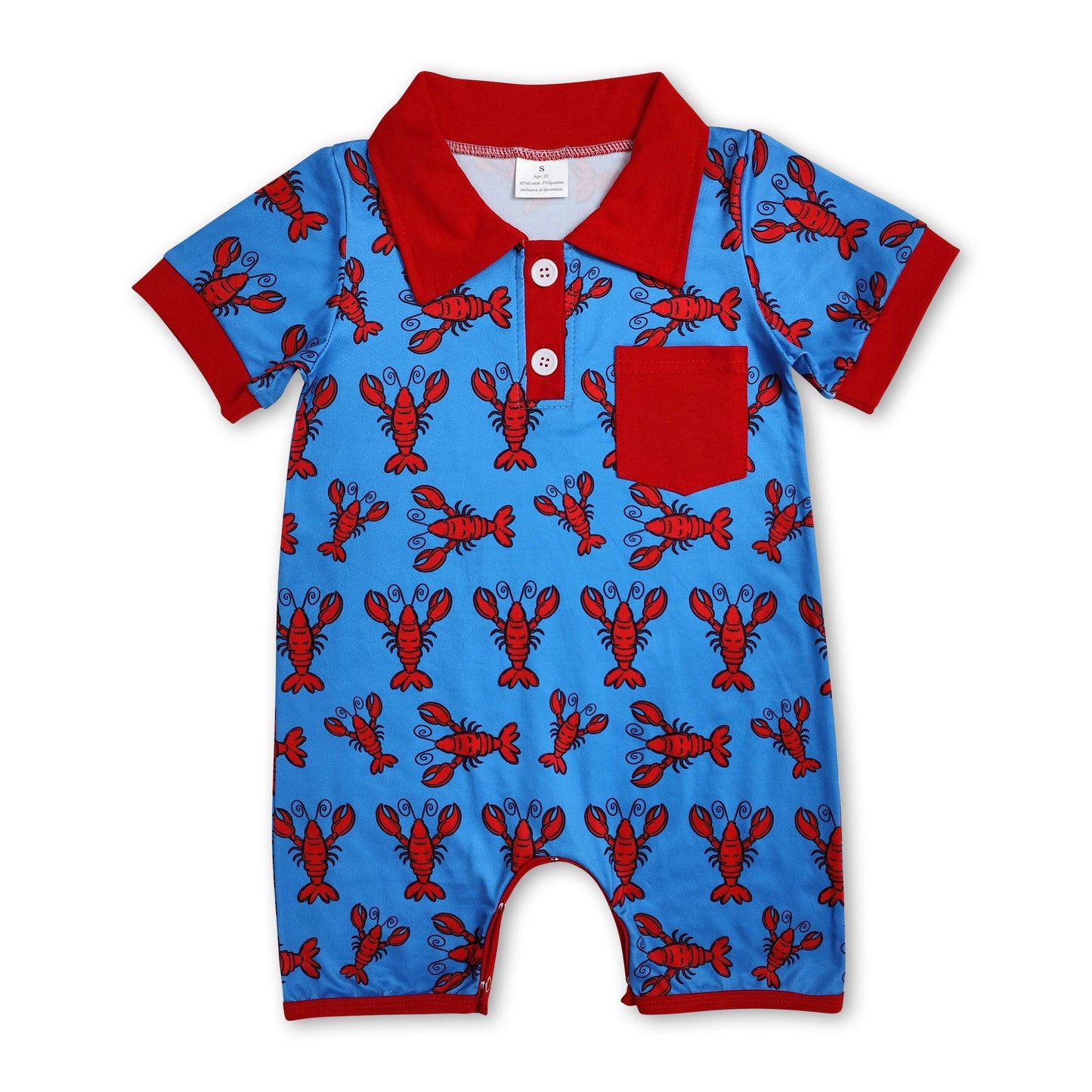 Roter Kurzarm-Strampler für Baby-Jungen mit Flusskrebs-Motiv