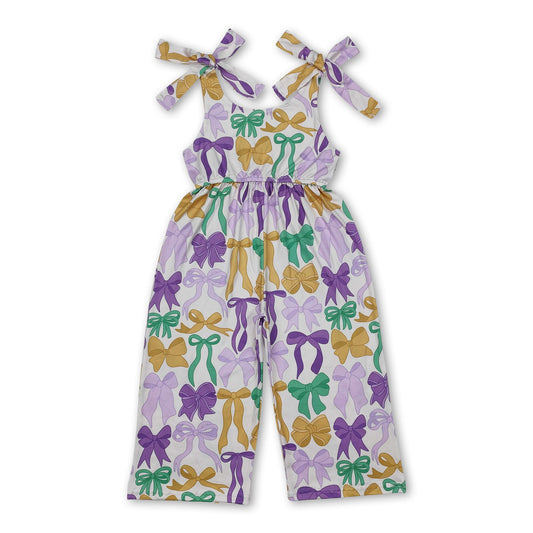 Träger Overall für Kinder/Mädchen: Mardi Gras Farben Lila, Grün, Gold mit Schleife