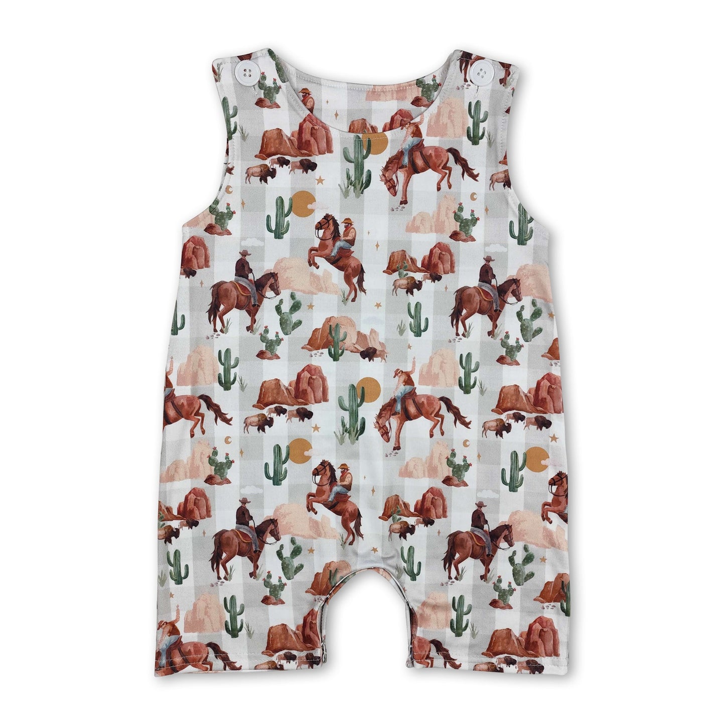 Ärmelloser Cowboy-Kaktus-Baby-Sommerstrampler für Jungen