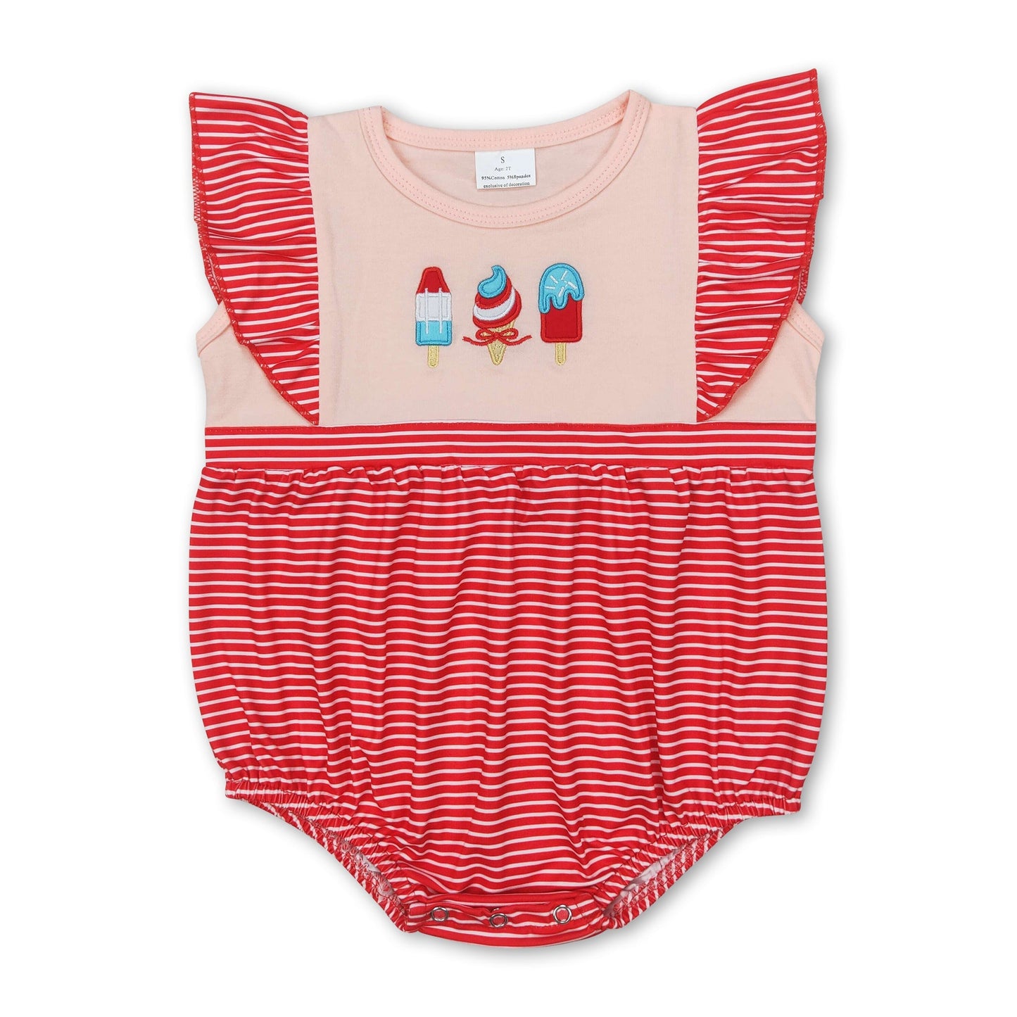 Rot gestreifter Eis-Strampler für Baby-Mädchen im Sommer