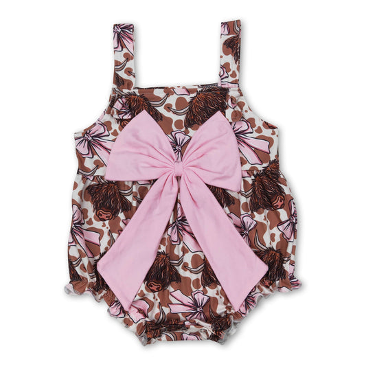 Träger-Highland-Kuh-rosa-Schleifen-Western-Strampler für Baby-Mädchen