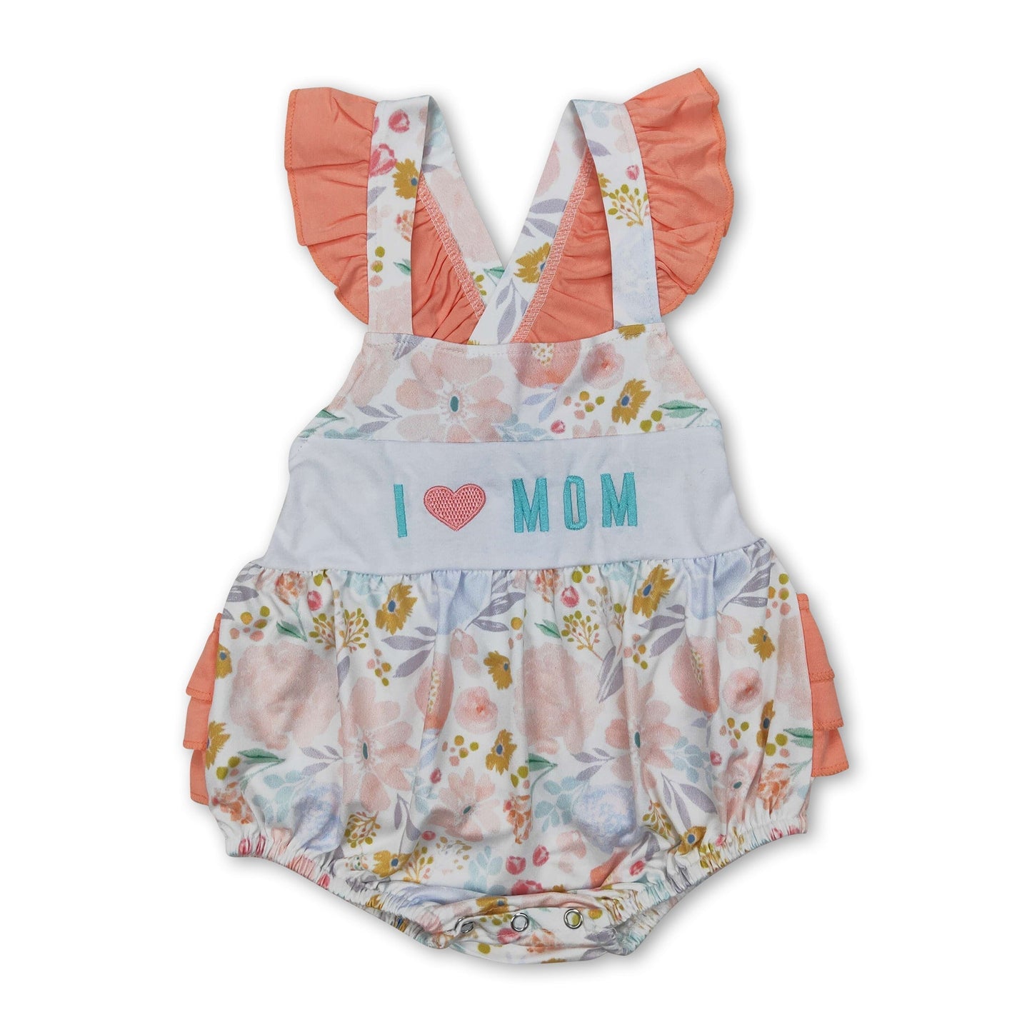 Ich liebe Mama geblümten Rüschenstrampler für Baby-Mädchen, Sommer