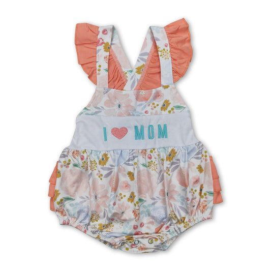 Ich liebe Mama geblümten Rüschenstrampler für Baby-Mädchen, Sommer