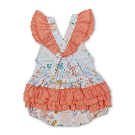 Ich liebe Mama geblümten Rüschenstrampler für Baby-Mädchen, Sommer