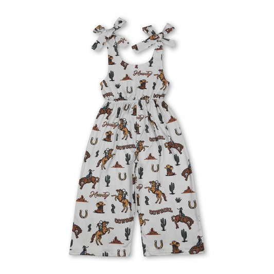 Trägerkaktus-Pferd-Rodeo-Western-Kinder-Mädchen-Jumpsuit