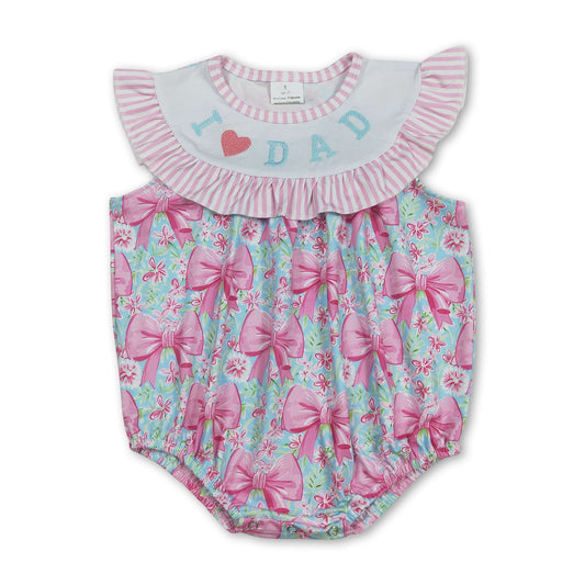 I love dad pink bow floral baby girls romper