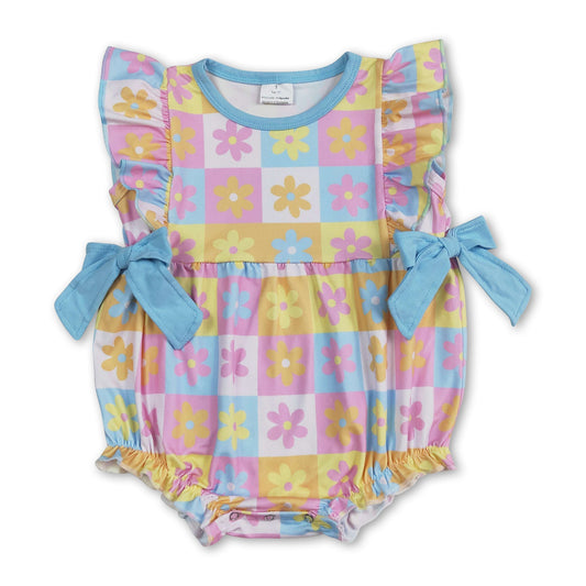 Flutterärmel bunter Blumen-Baby-Mädchen-Sommerstrampler