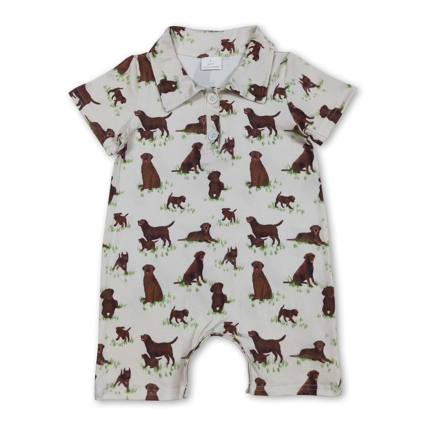 Kurzarm-Hundebaby-Junge-Sommer-Polostrampler