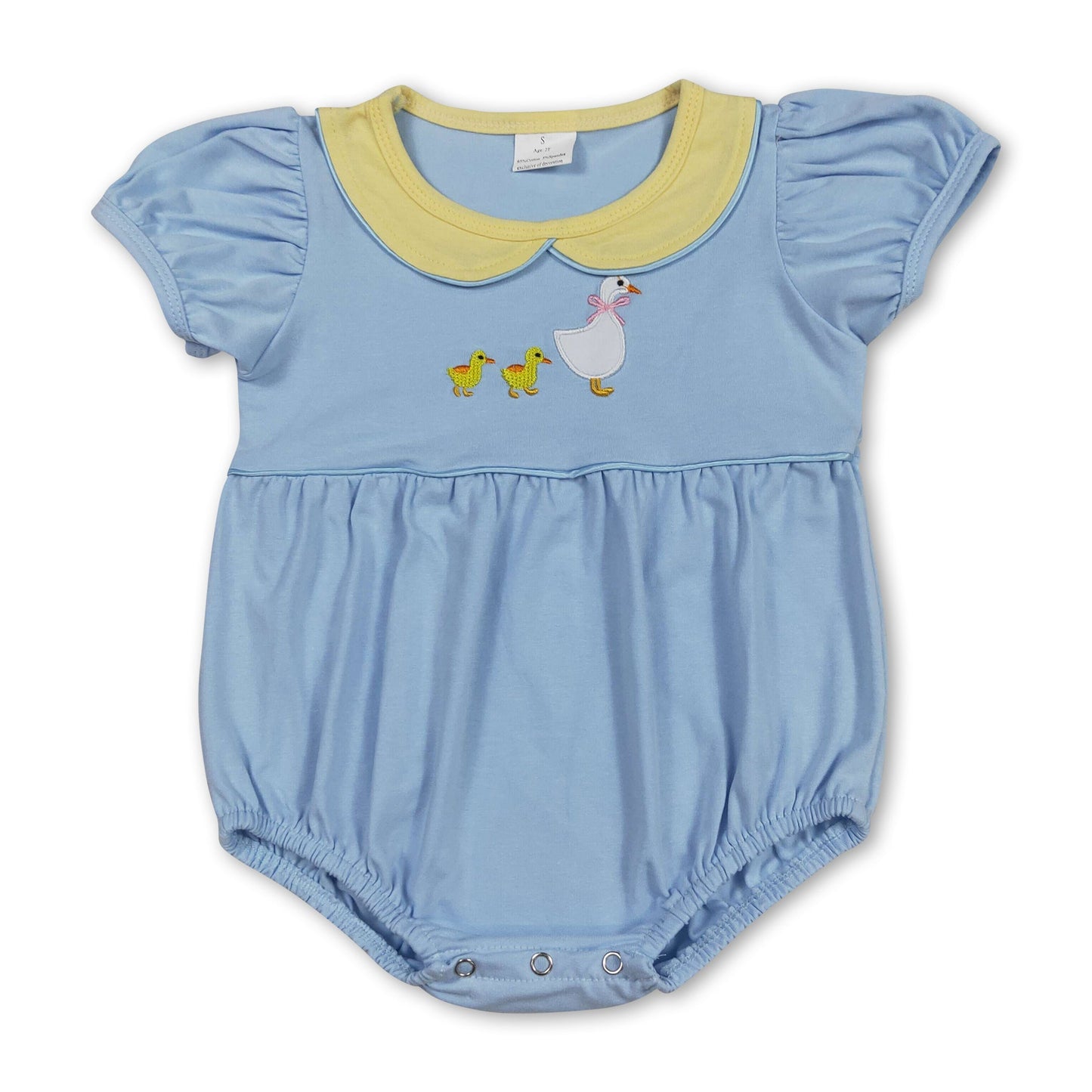 Hellblauer Kurzarm-Gänse-Baby-Mädchen-Sommerstrampler