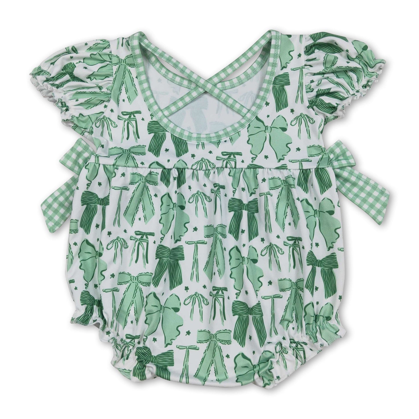 Kurzärmeliger grüner Strampler für Mädchen mit Schleife zum St. Patrick's Day