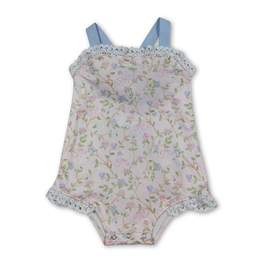 Träger Rüschen Blumen Baby Mädchen Sommer Strampler