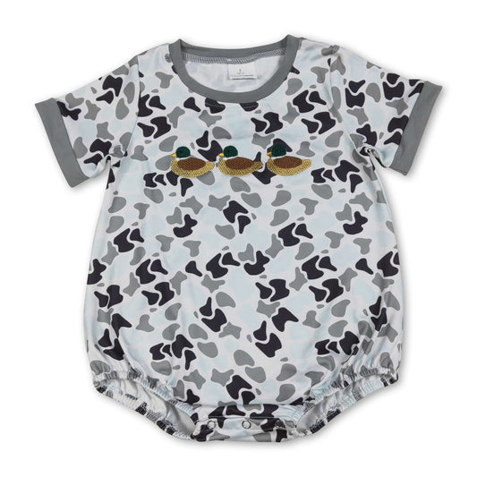 Grauer kurzärmliger Camo-Enten-Strampler für Baby-Jungen
