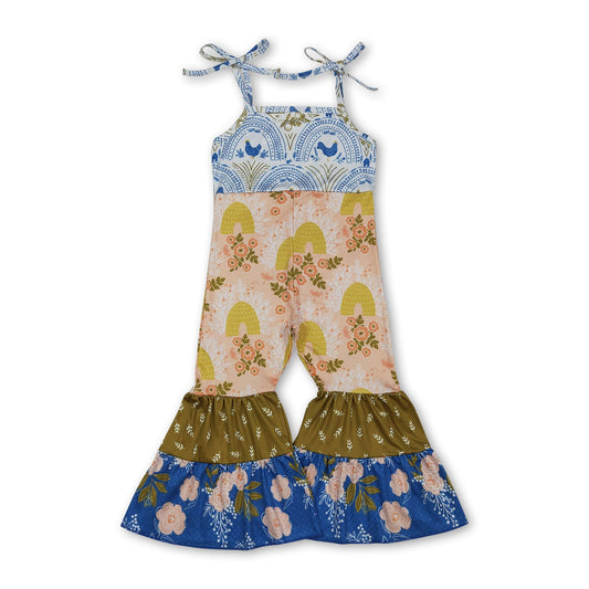 Träger-Hühner-Blumen-Patchwork-Kinder-Mädchen-Overall