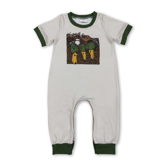 Grüner Baby-Strampler für Jungen mit kurzen Ärmeln und Entenmotiv