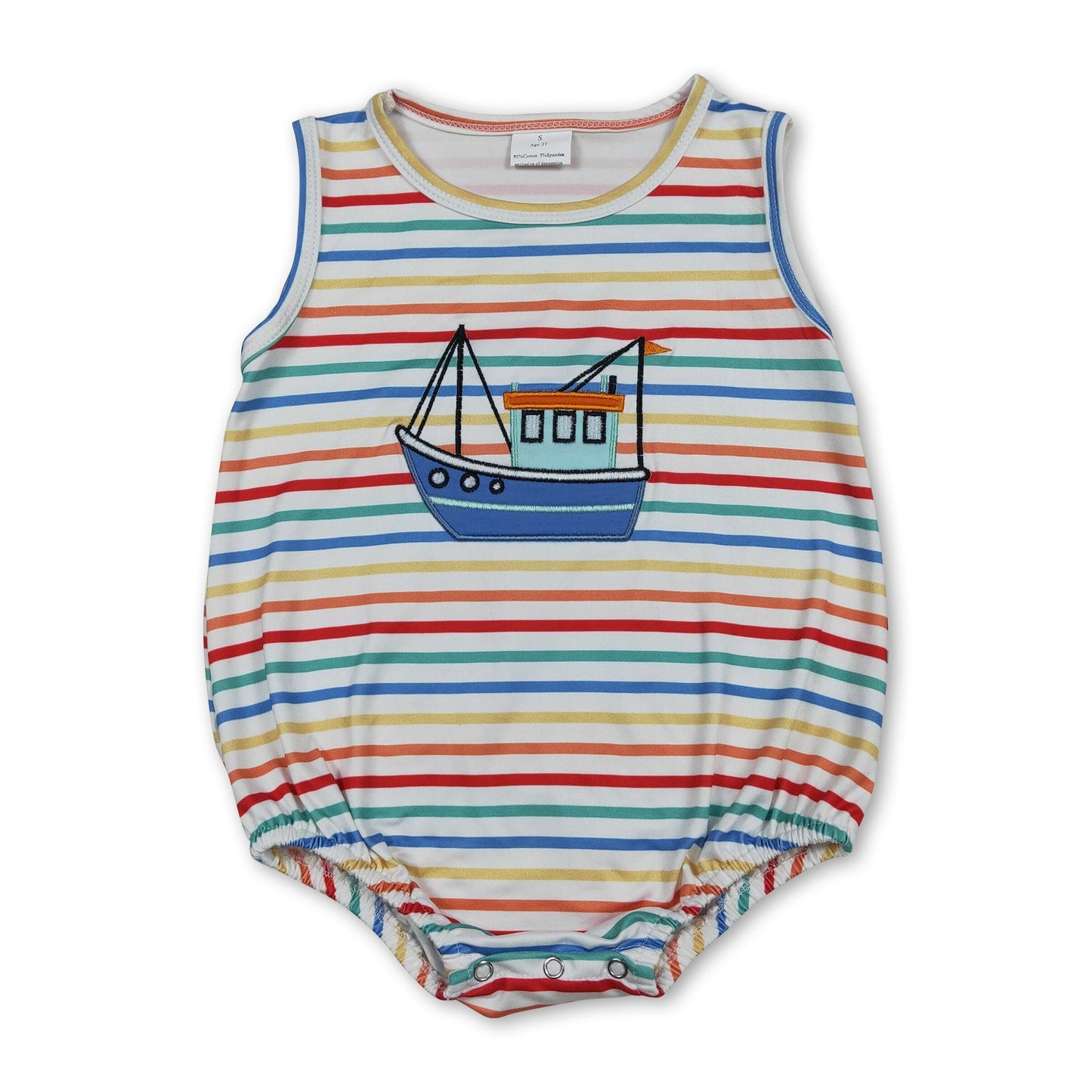 Ärmelloser gestreifter Baby-Jungen-Strampler mit U-Boot-Ausschnitt für den Sommer