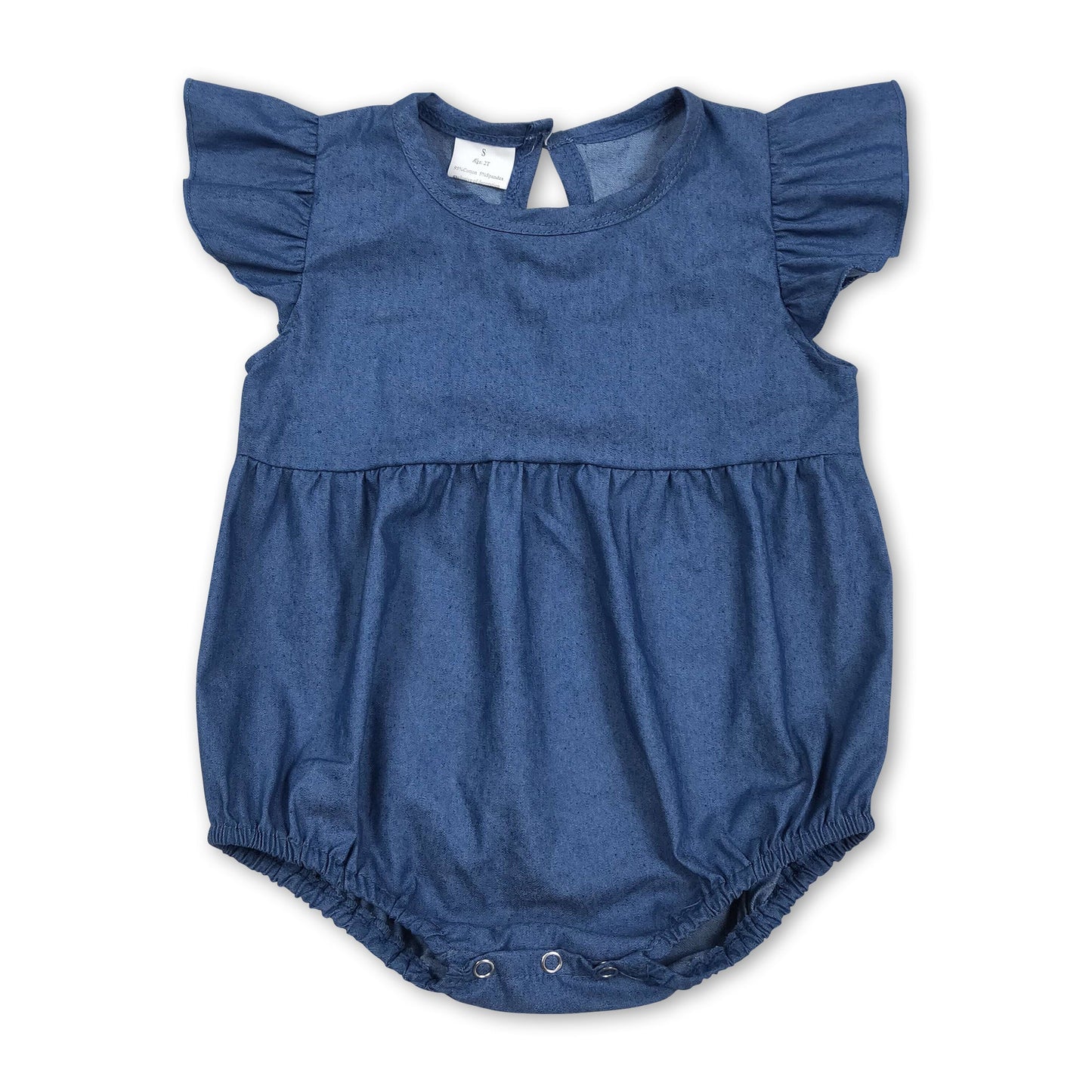 Sommerstrampler für Baby-Mädchen aus weichem Denim mit Flügelsärmeln