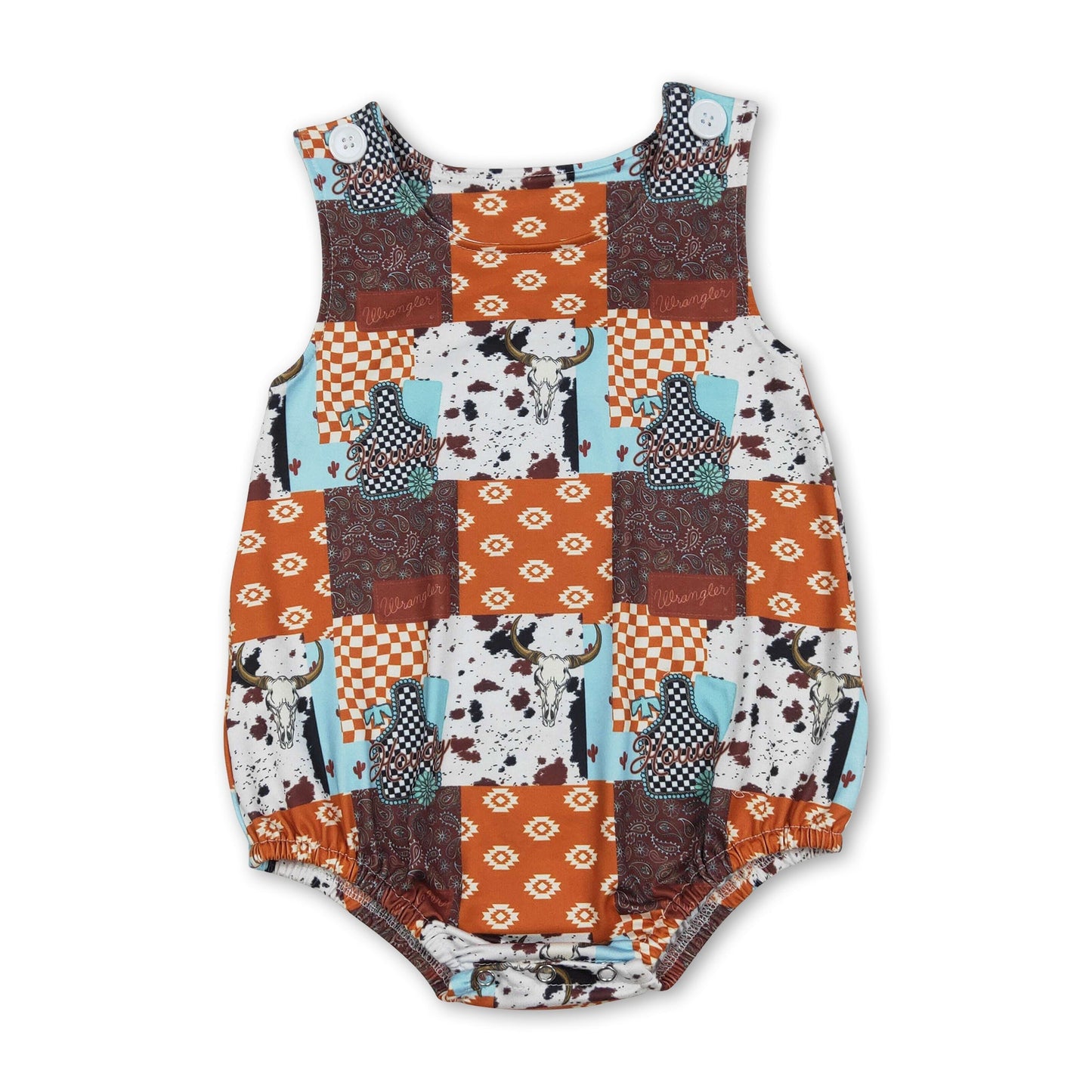 Ärmelloser Stierkopf Western-Strampler für Baby Jungen im Sommer