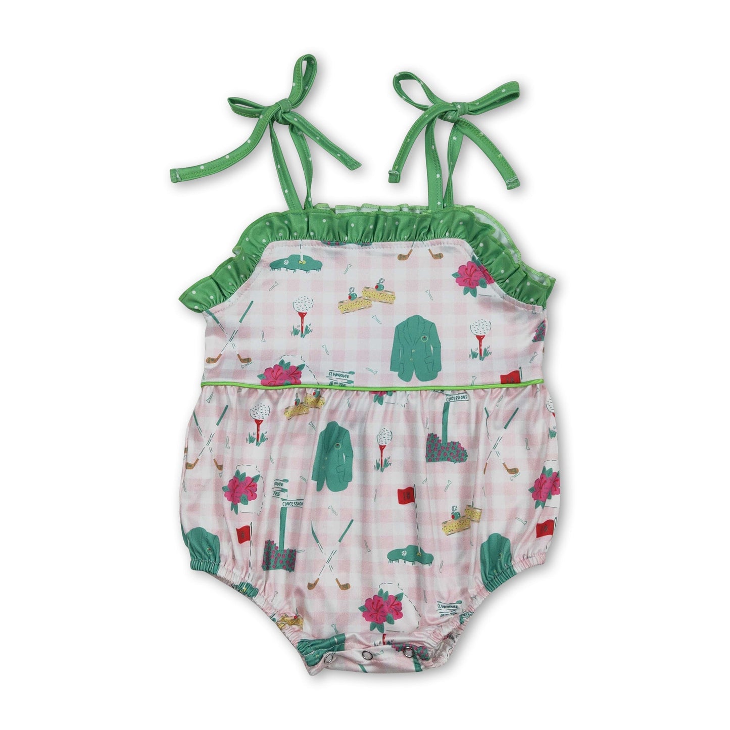 Träger Rüschen pink kariert Golf Baby Mädchen Sommer Strampler