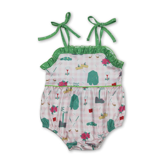 Träger Rüschen pink kariert Golf Baby Mädchen Sommer Strampler