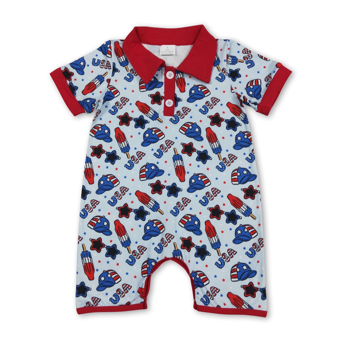Kurzarm-Eis am Stiel Baby-Junge 4. Juli Strampler