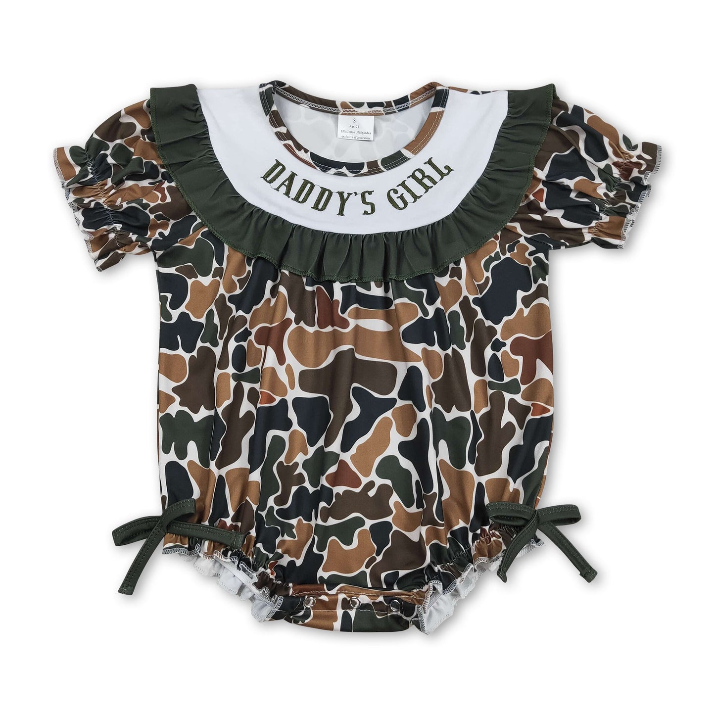 Kurzarm Baby Strampler "Papas Mädchen" Stickerei Camo
