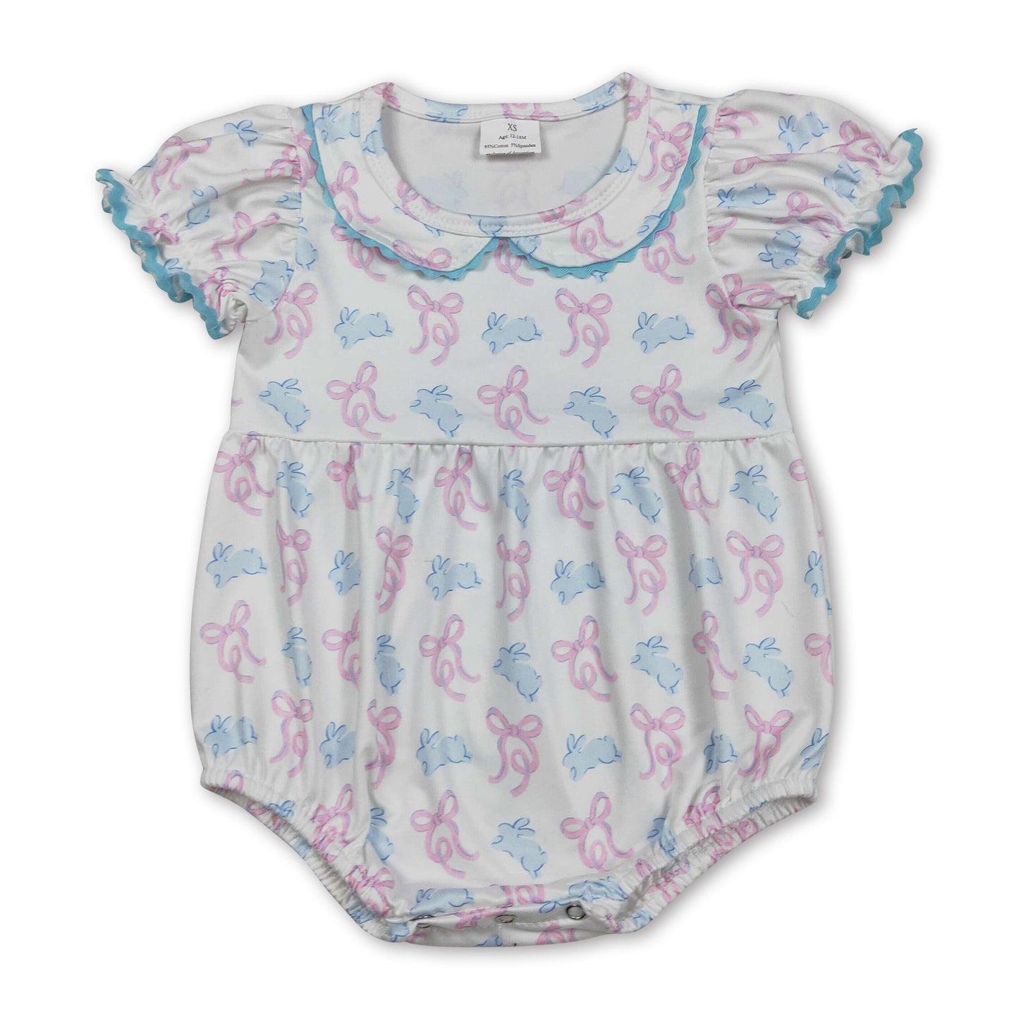 Kurzarm-Strampler für Baby-Mädchen, rosa Schleife, Hase, Ostern