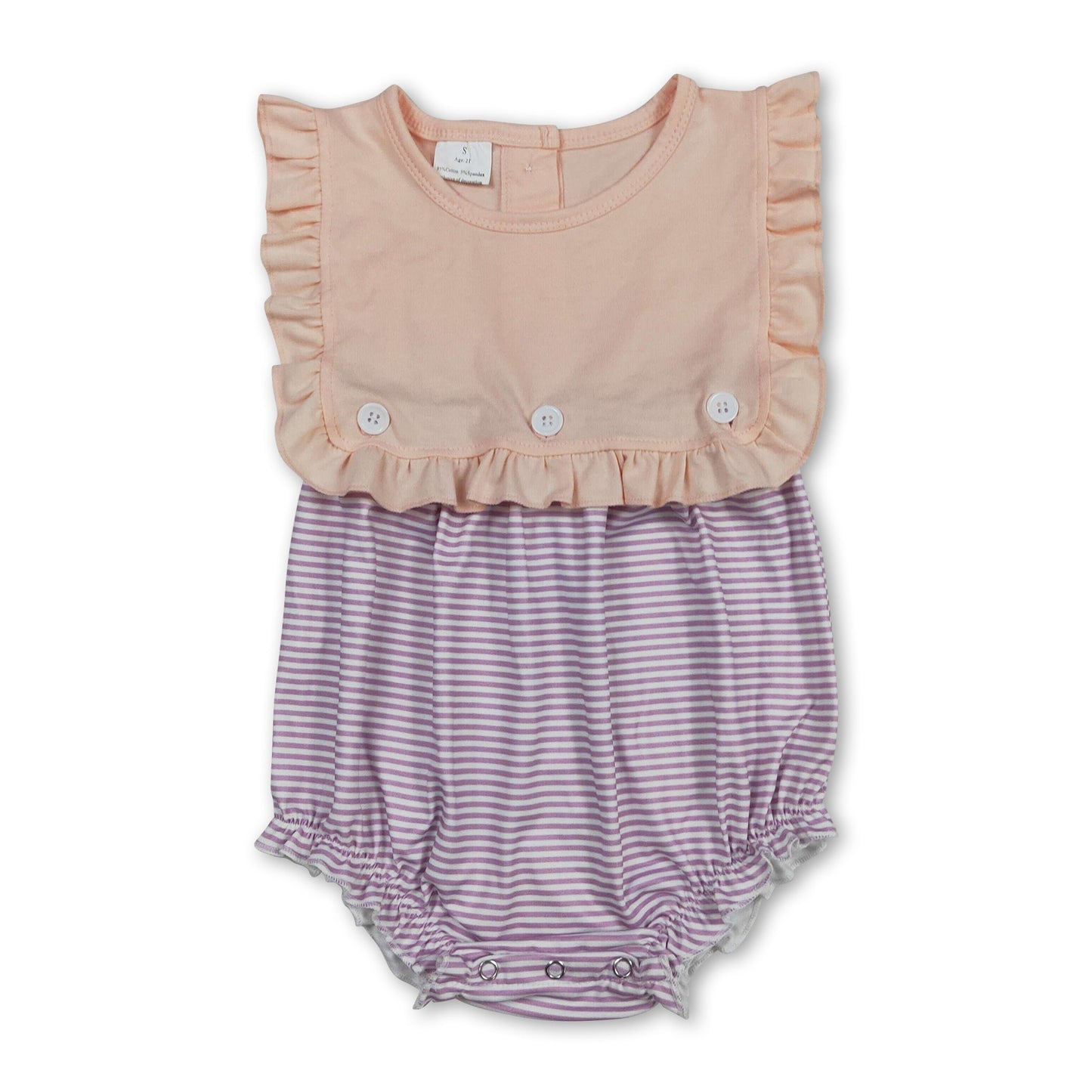 Lila gestreifter Rüschen-Strampler für Baby-Mädchen, Sommer