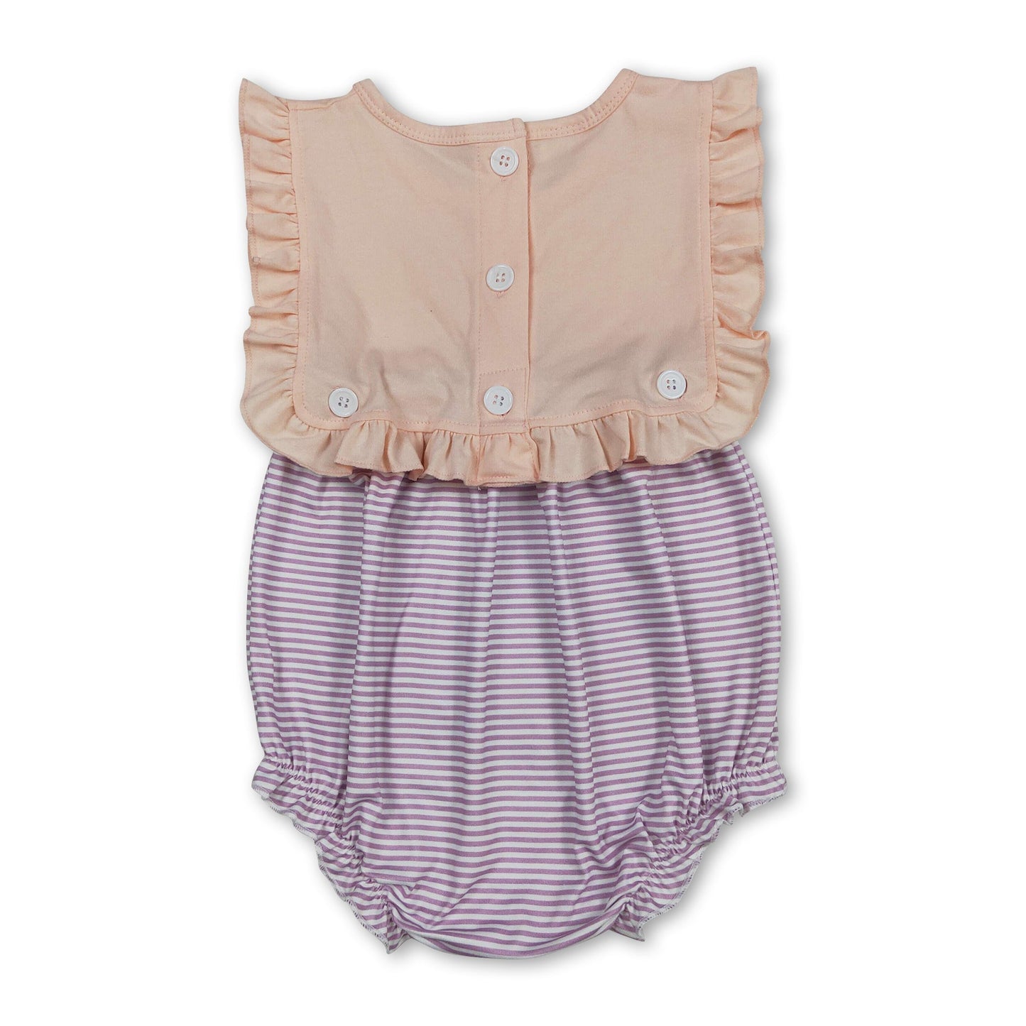 Lila gestreifter Rüschen-Strampler für Baby-Mädchen, Sommer