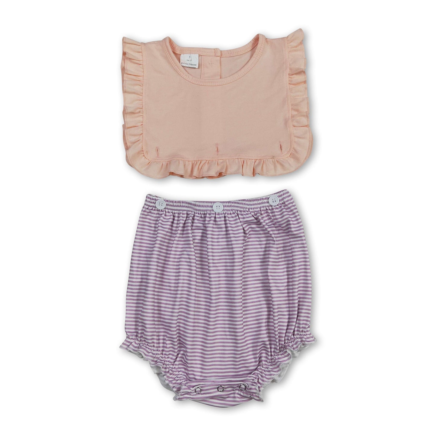 Lila gestreifter Rüschen-Strampler für Baby-Mädchen, Sommer