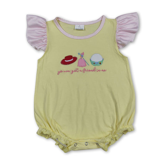 Flutter sleeves hat embroidery baby girl summer romper
