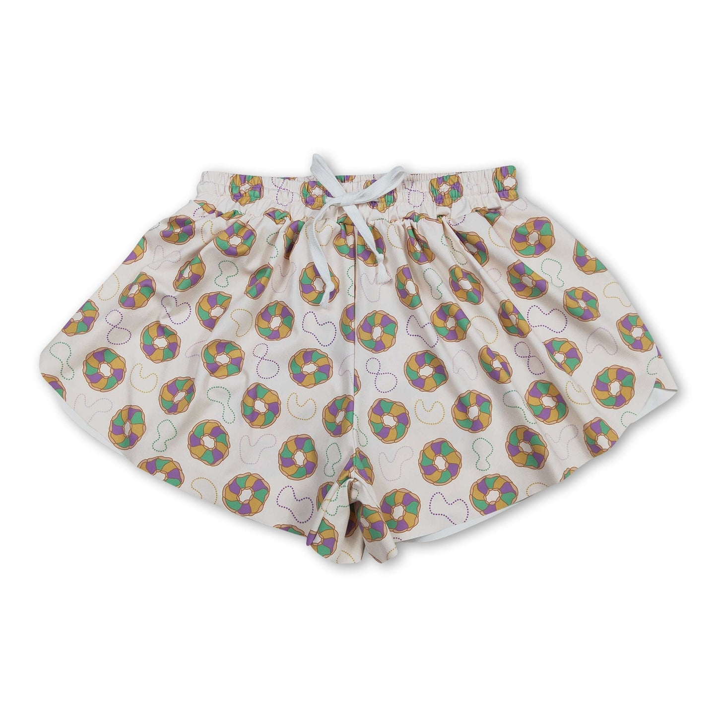 Lila-grün-gelb Donut Damen Karneval Sportshorts