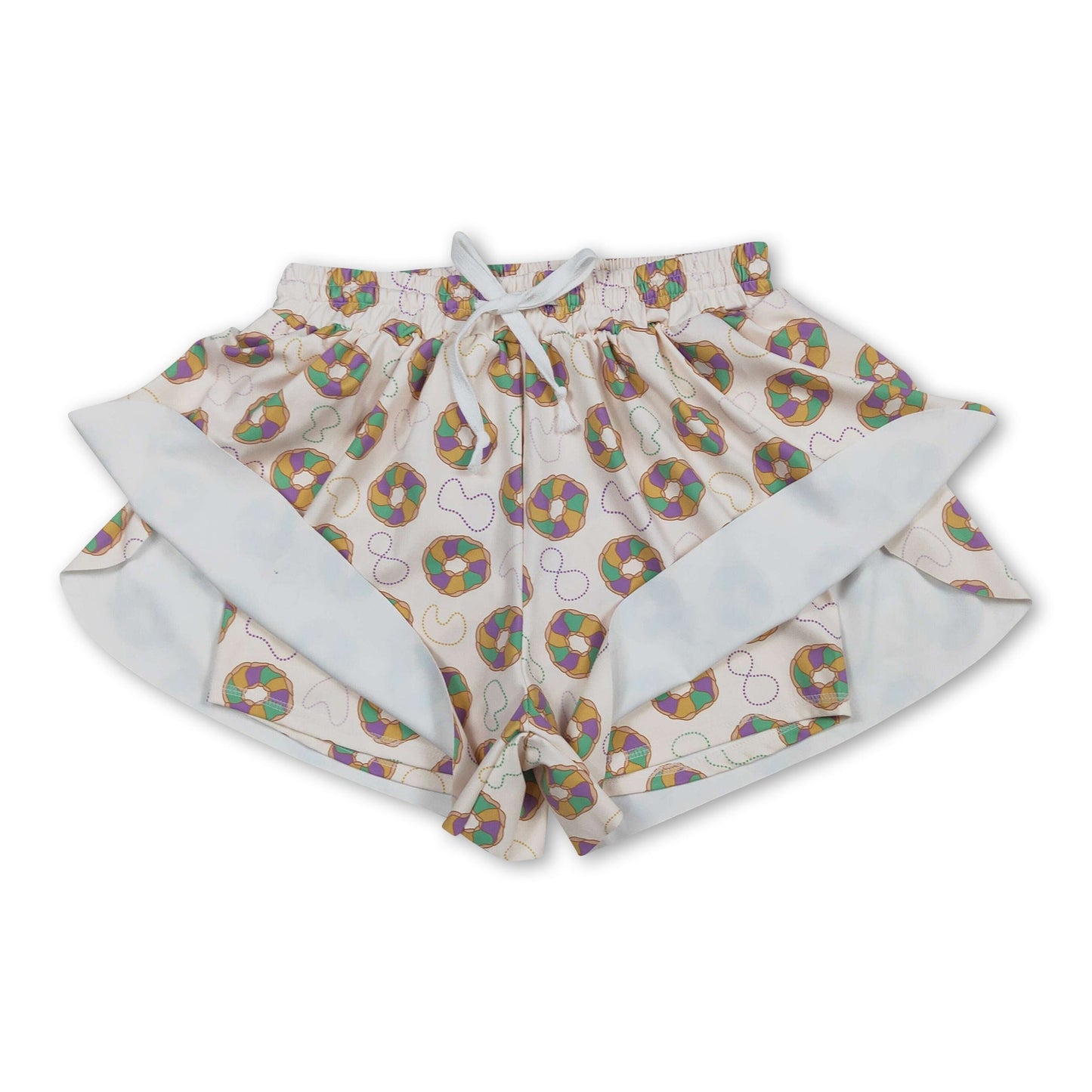 Lila-grün-gelb Donut Damen Karneval Sportshorts