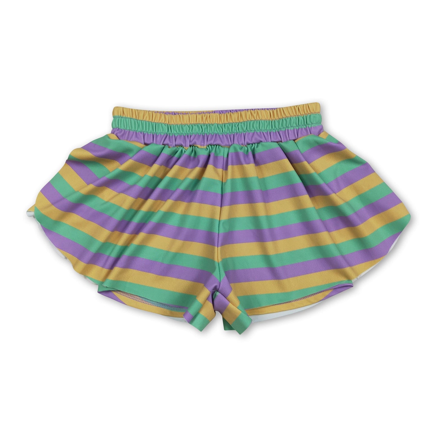 Lila grüne gelbe Streifen Kinder Mädchen Karneval Sportshorts