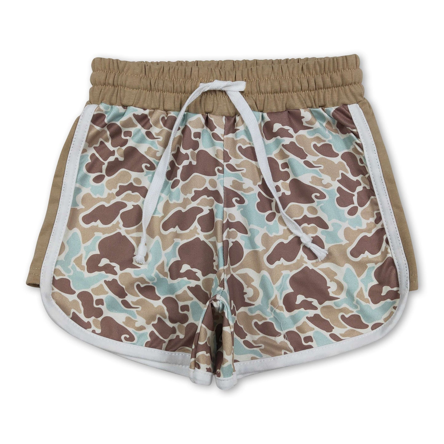 Mintfarbene Camouflage-Shorts mit Kordelzug für Mädchen