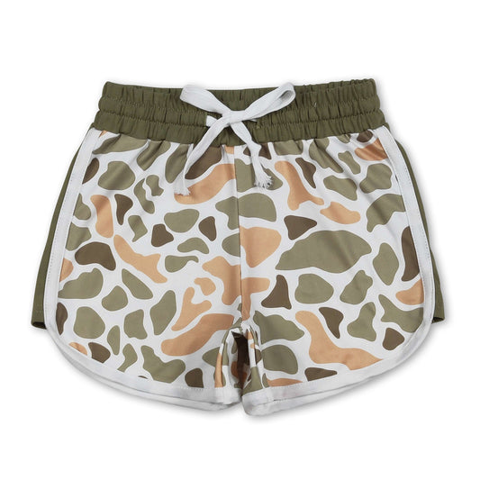 Grüne Camo-Shorts für Mädchen mit Kordelzug für den Sommer