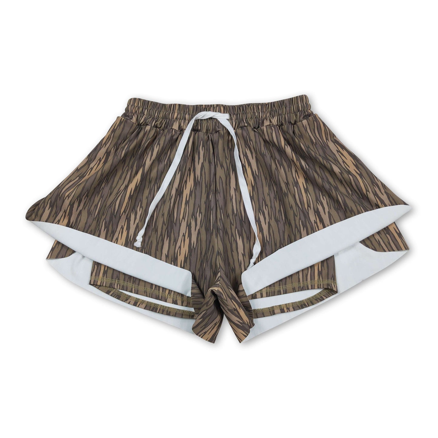 Olivfarbene Camouflage Damen-Sommer-Sportshorts