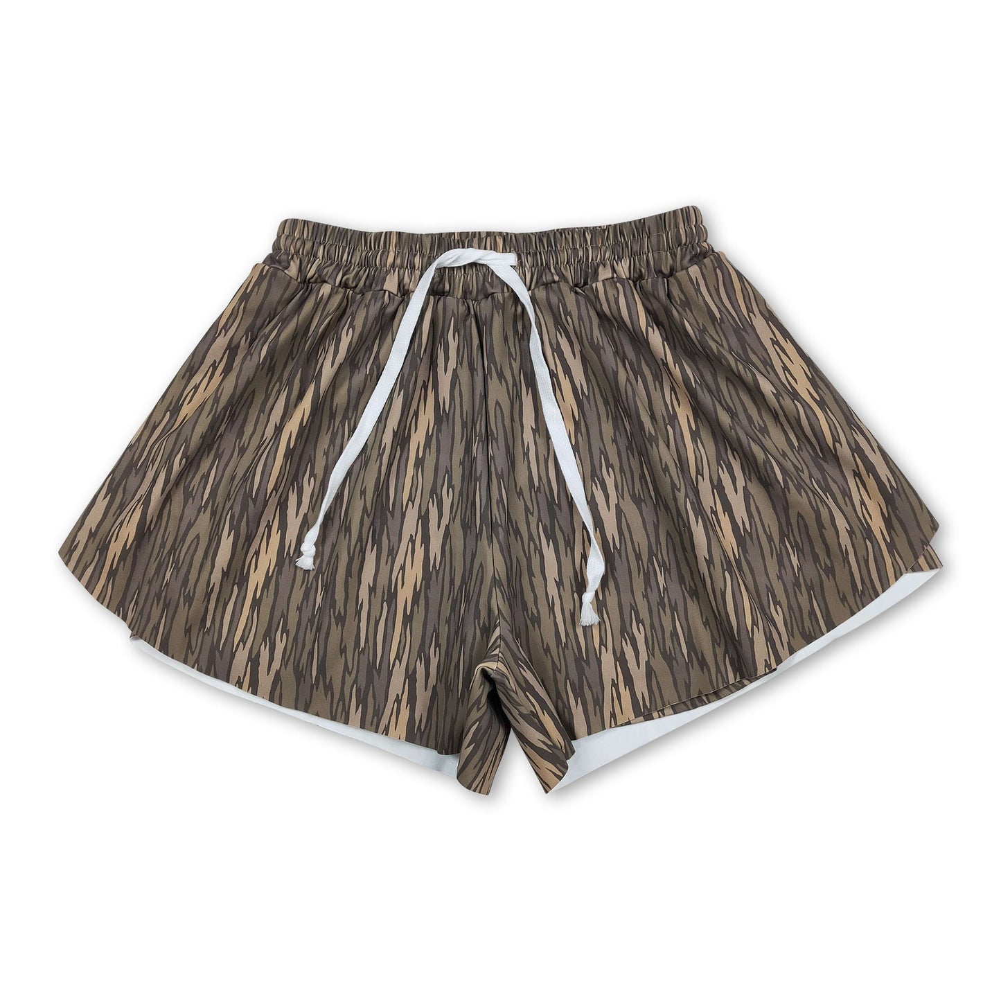 Olivfarbene Camouflage Damen-Sommer-Sportshorts