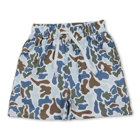 Blue camo pockets kids boys summer shorts