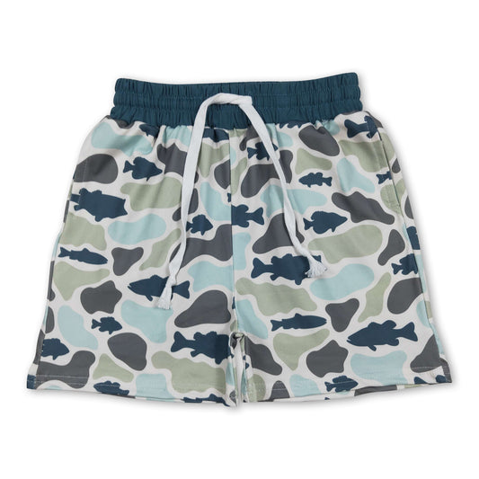 Fish camo pockets kids boys summer shorts