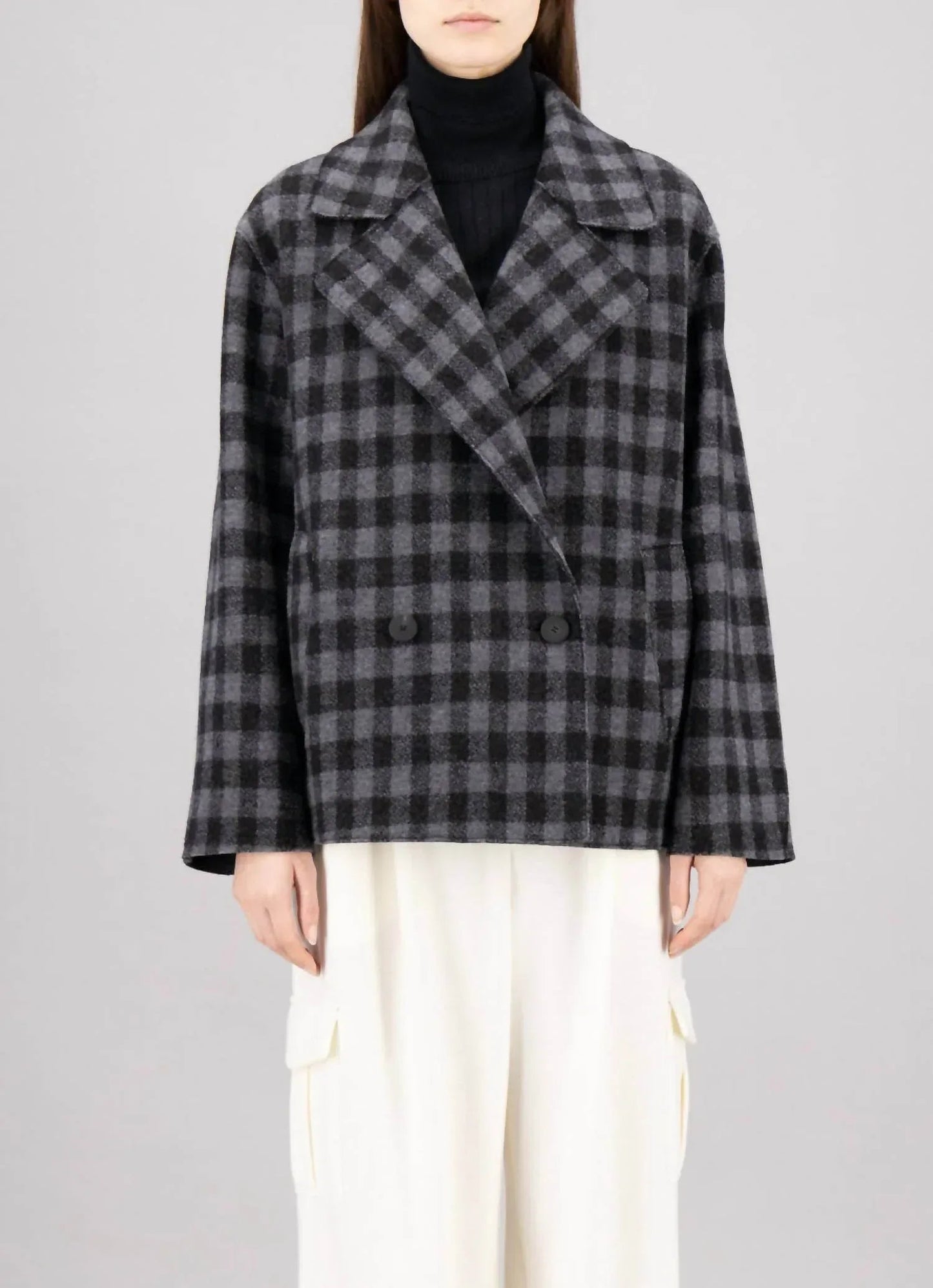 Kurze Outdoor-Gingham-Jacke