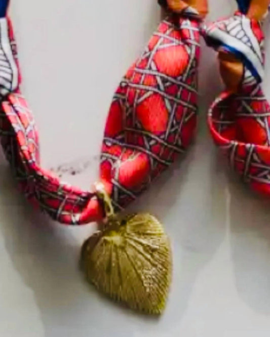 Women's Scarf Necklace With Gold Heart