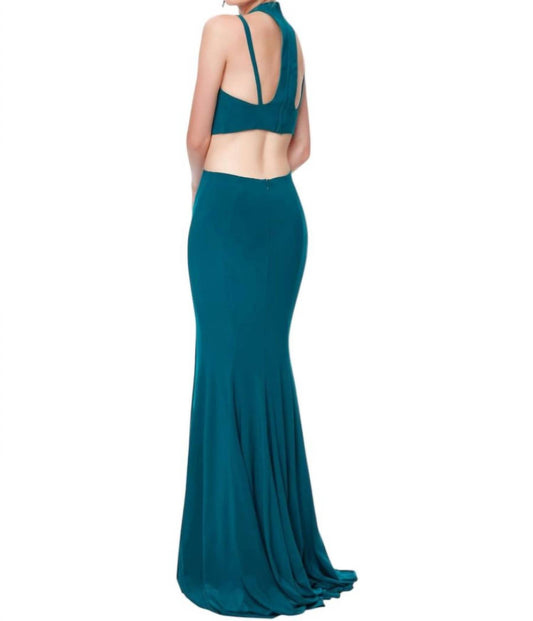 Zweiteiliges Abendkleid aus Jersey mit hohem Schlitz
