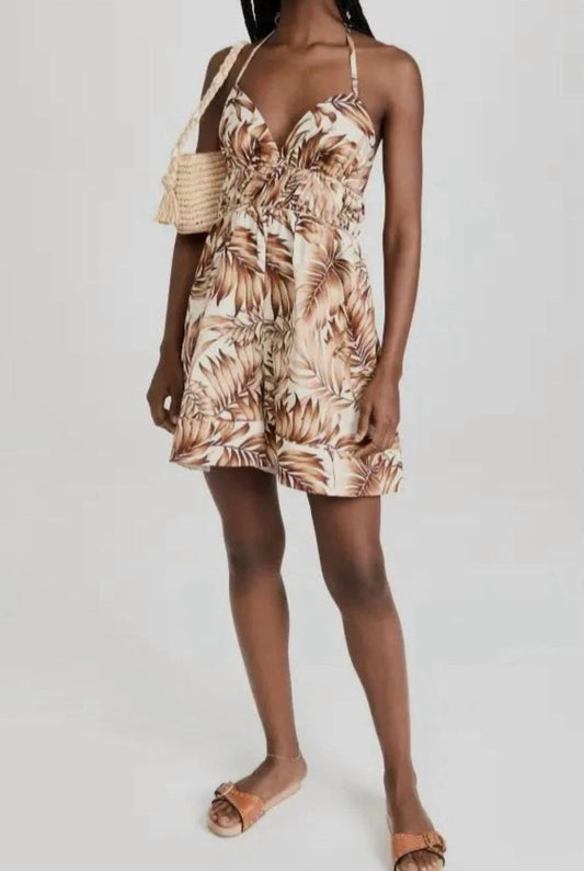 Karina Playsuit mit Palmenmuster und Neckholder
