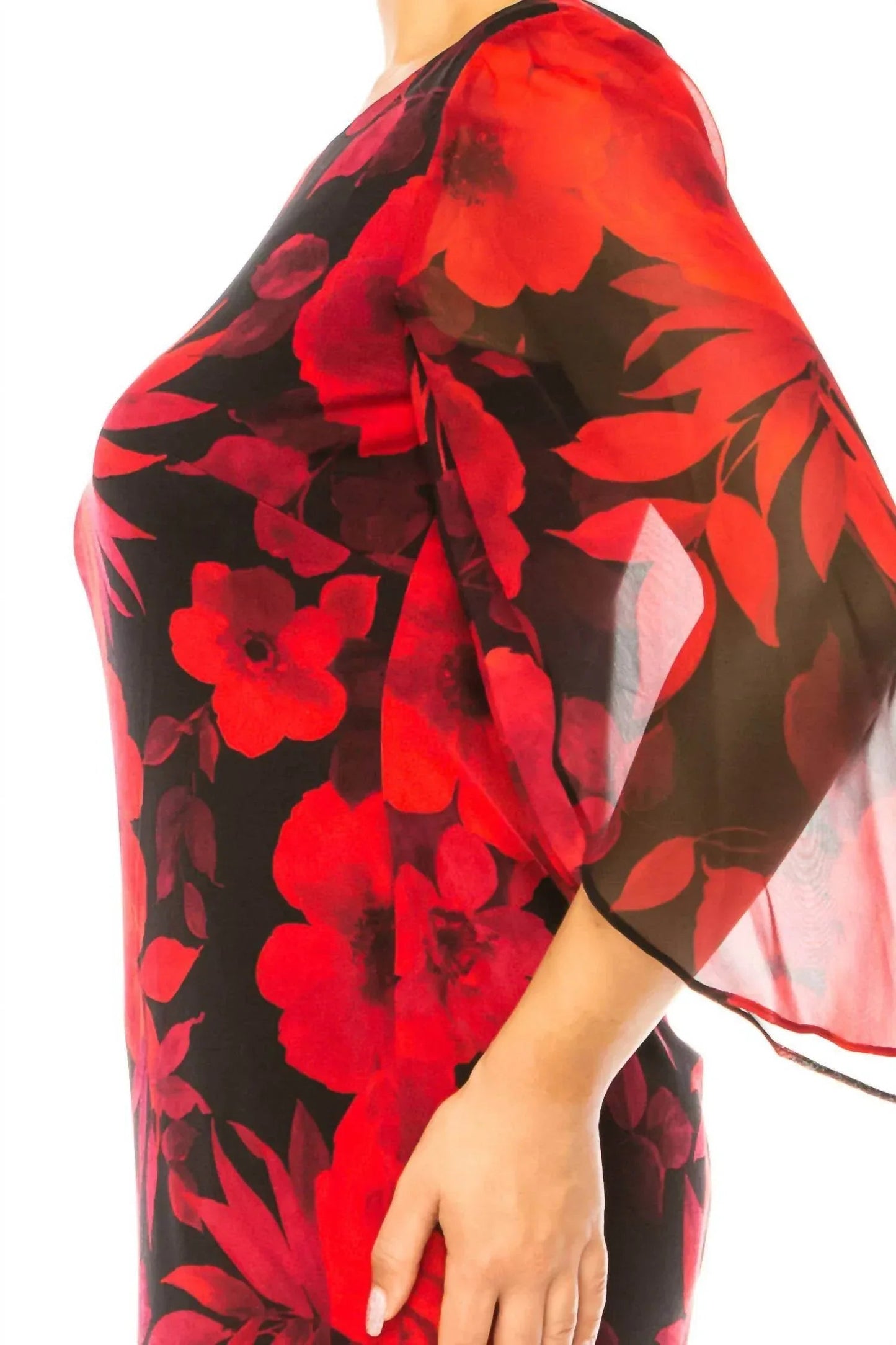 Floral Split-sleeve Sheath Dress