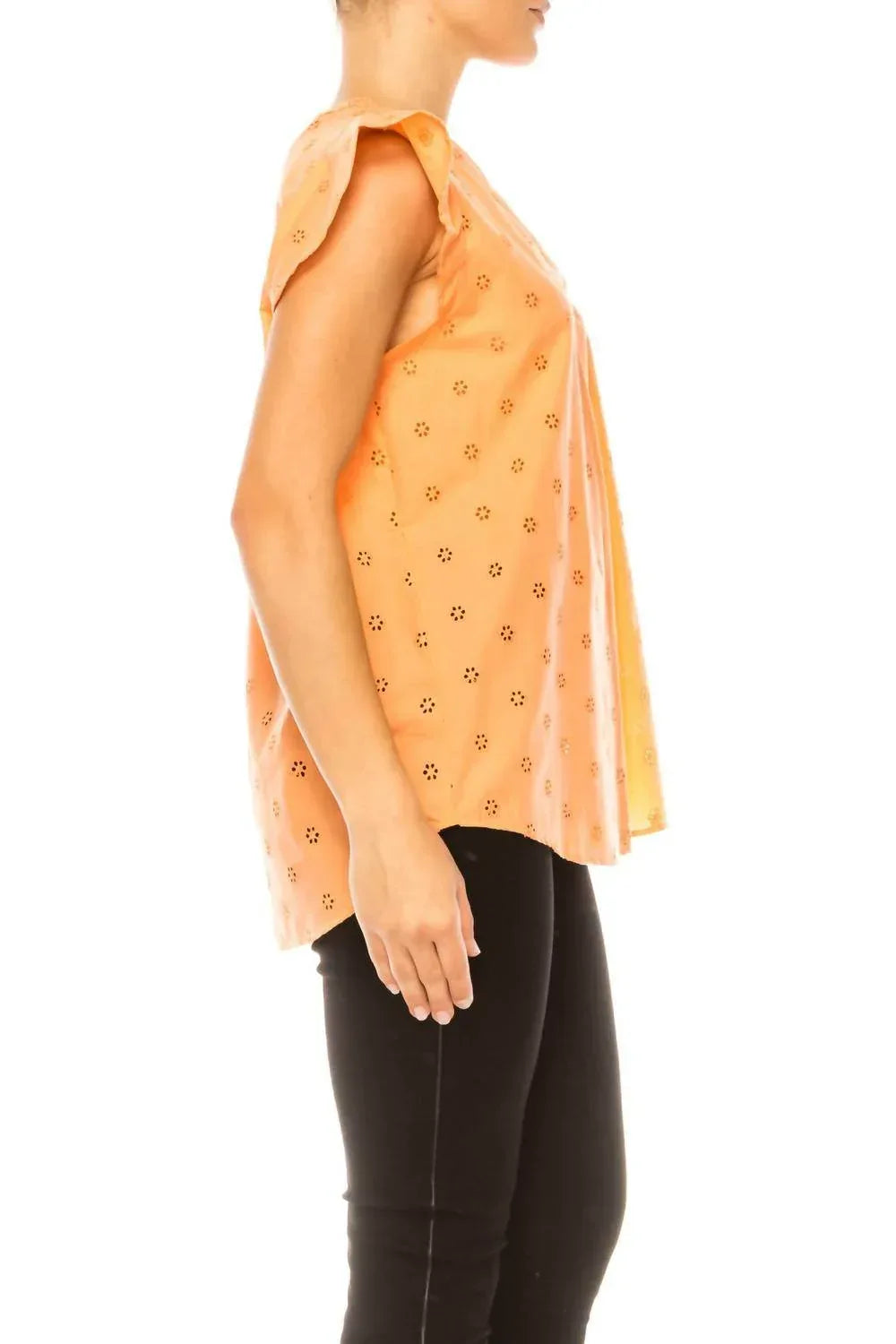 Floral Eyelet Cap Sleeve Top